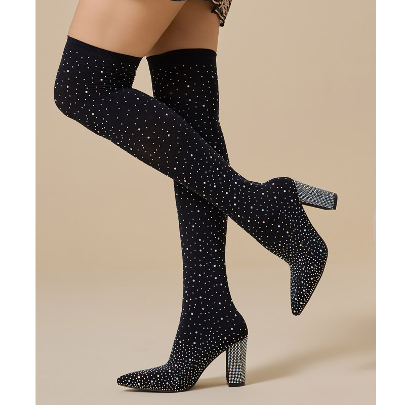 Bottes montantes en tissu exte - Knee High Sock Women avis et prix